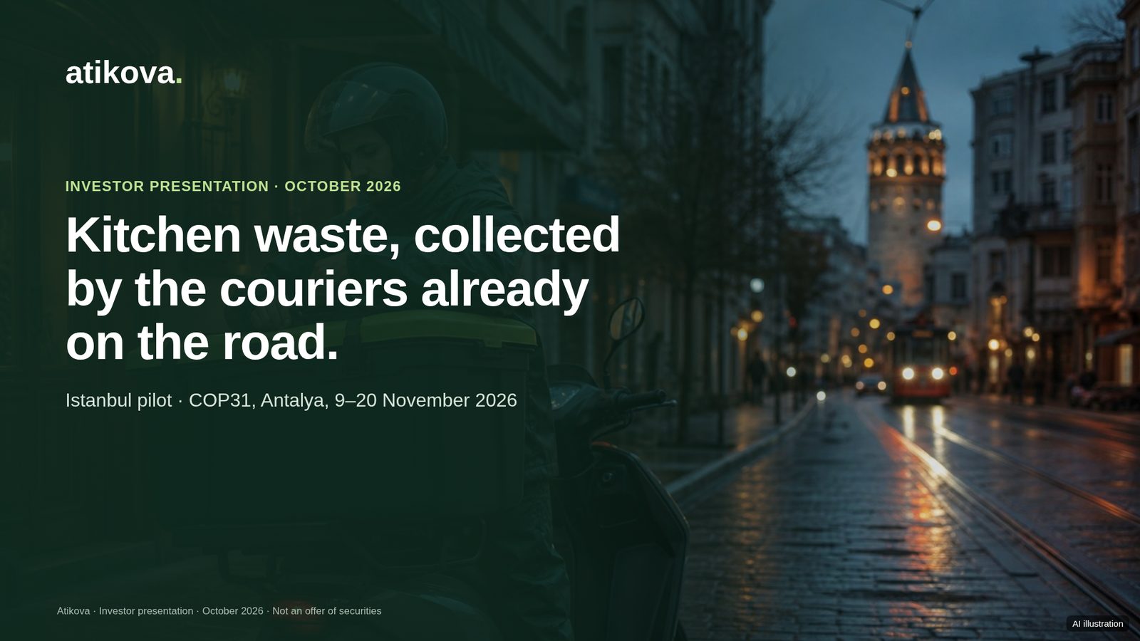 Slide 1: Kitchen waste, collected by the couriers already on the road.